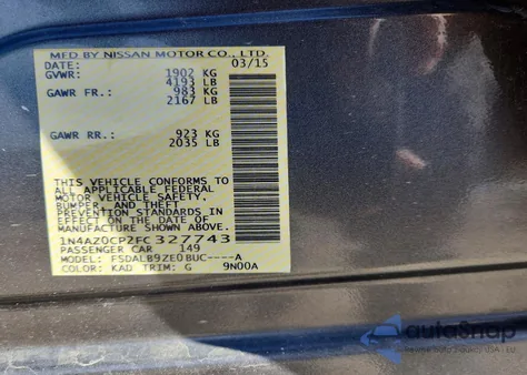 2015 Nissan Leaf S z USA, uszkodzony, nr VIN 1N4AZ0CP2FC327743